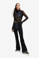 Desigual Tulle patchwork T-shirt with polka dots and flowers