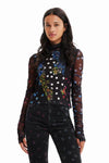 Desigual Tulle patchwork T-shirt with polka dots and flowers