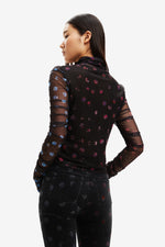 Desigual Tulle patchwork T-shirt with polka dots and flowers