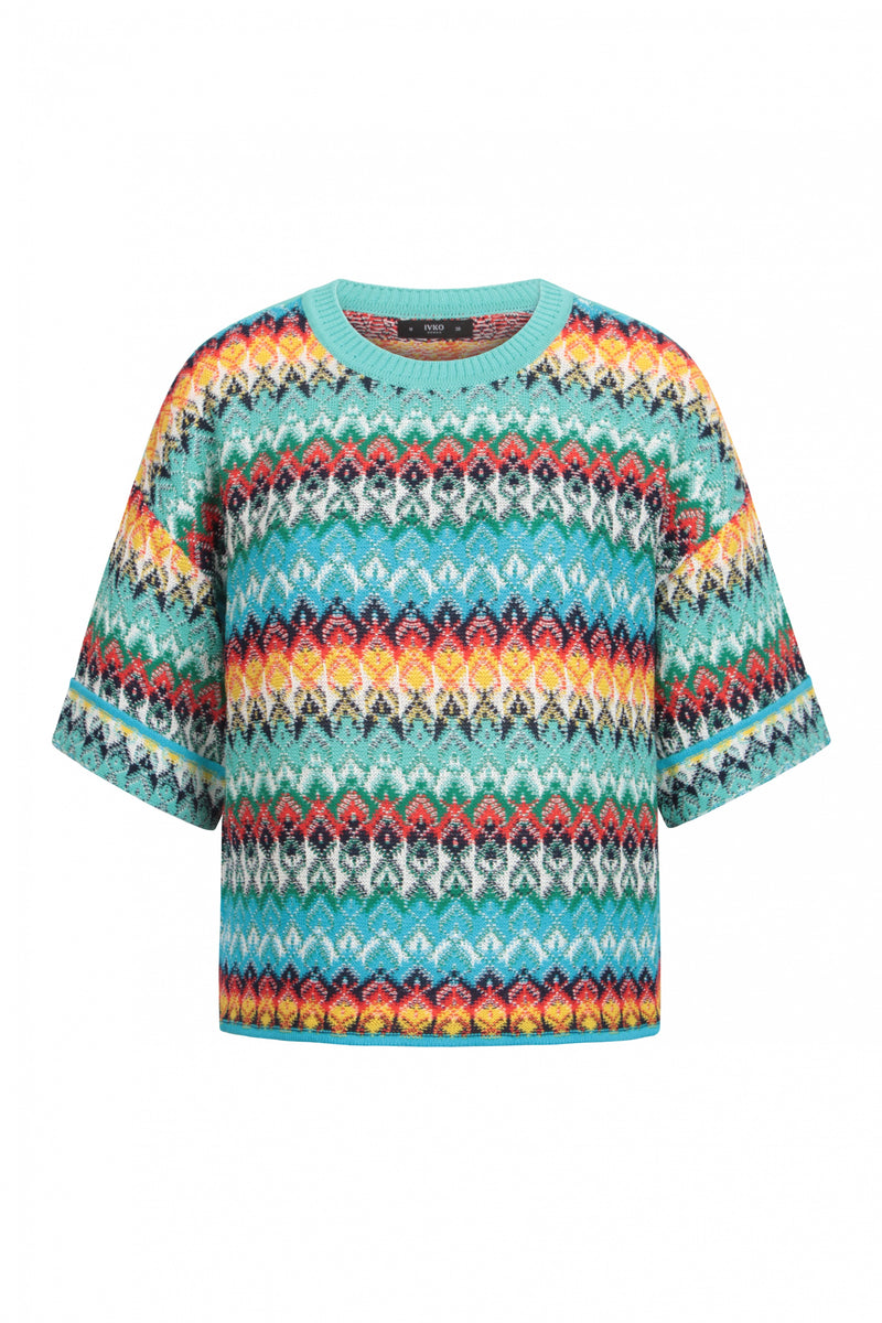 Jacquard Pullover, Retro Crochet Pattern Navy Wash