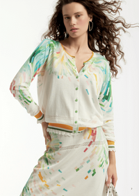 Jei's C265 Painting Pattern Short-Sleeve V-Neck Top