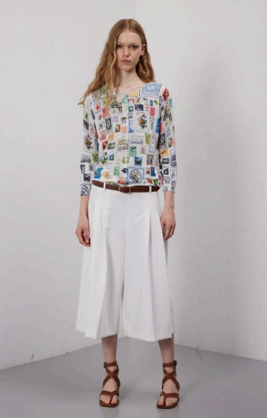 Jeis Cardigan 3/4 Sleeve Francobolli Print C135