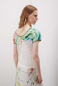 Jei's C265 Painting Pattern Short-Sleeve V-Neck Top