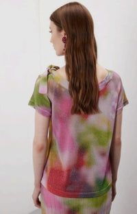 Jei's Boat Neck, Bow Detail, Short Sleeve Top w/ Shaded Finish C330