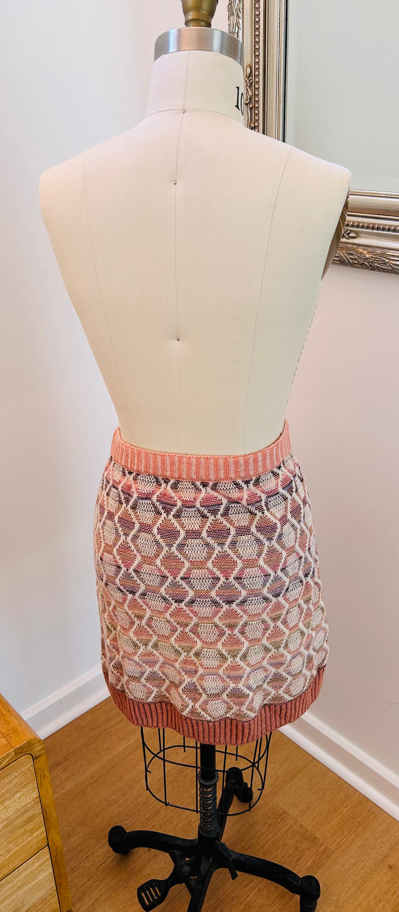 Skirt, Geometric Pattern Almond Wash