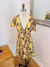 Cienna Designs Yellow Wrap Short Dress