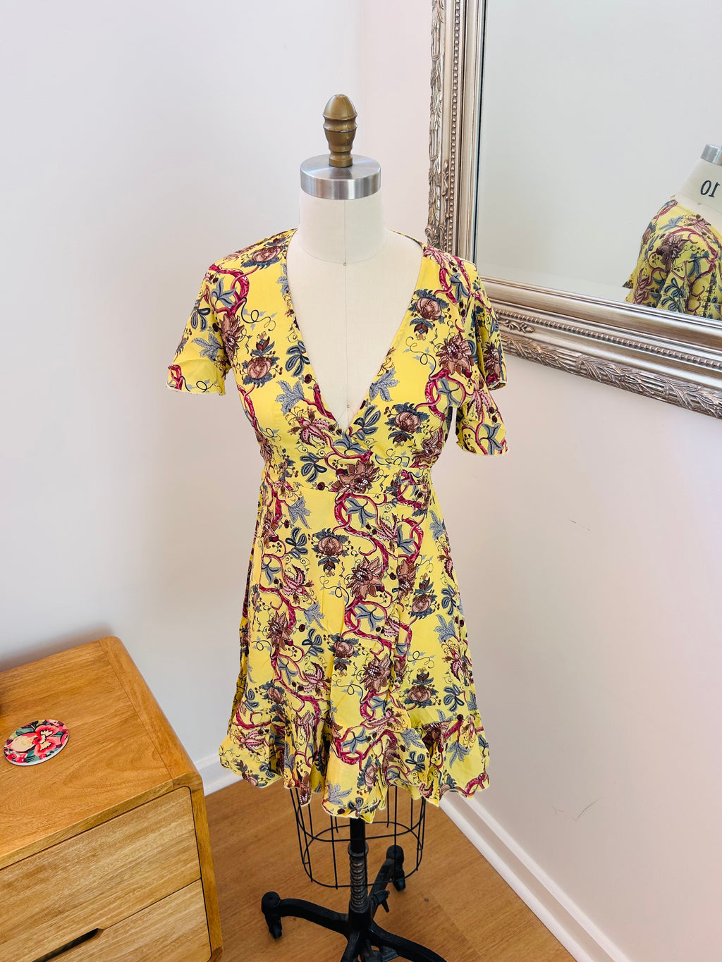 Cienna Designs Yellow Wrap Short Dress