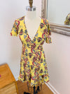 Cienna Designs Yellow Wrap Short Dress