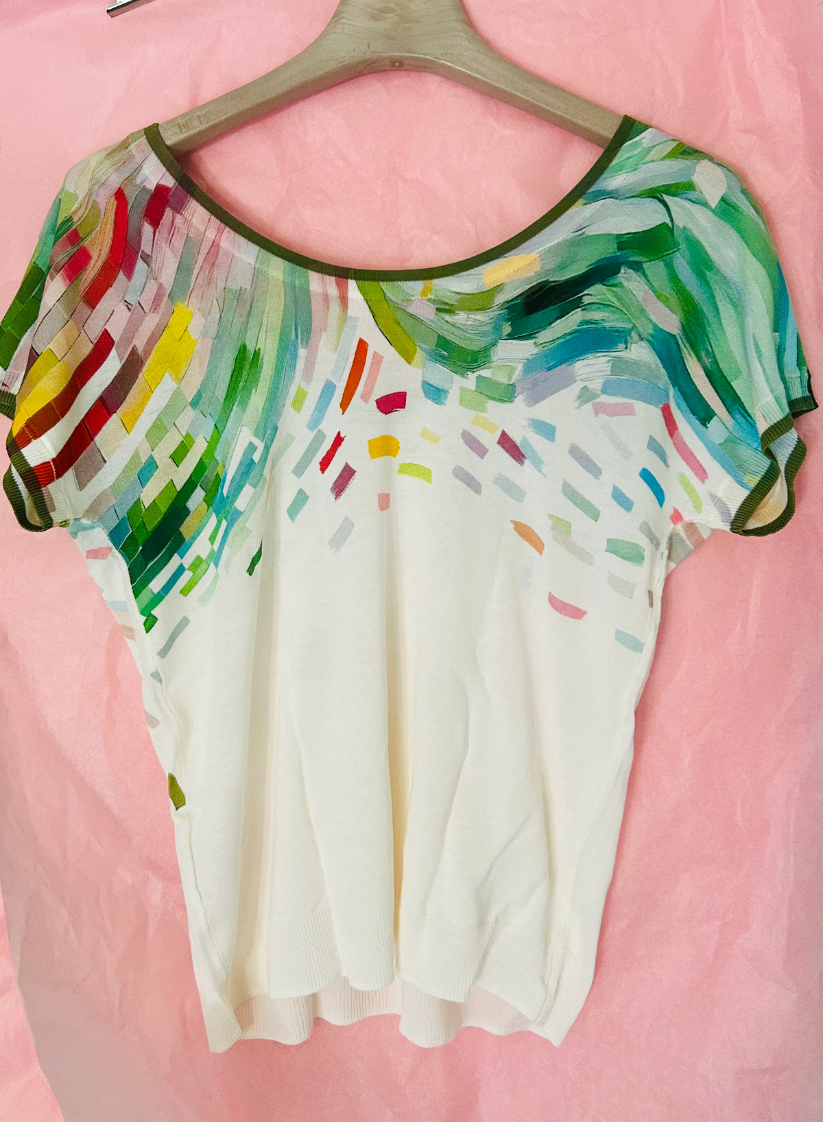 Jei's C265 Painting Pattern Short-Sleeve V-Neck Top