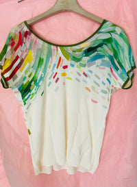 Jei's C265 Painting Pattern Short-Sleeve V-Neck Top