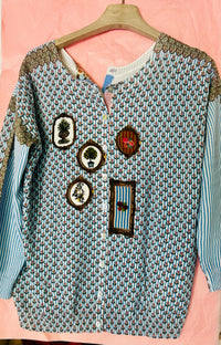 Jei's C104 Country Print Cardigan Double Use Twin Set