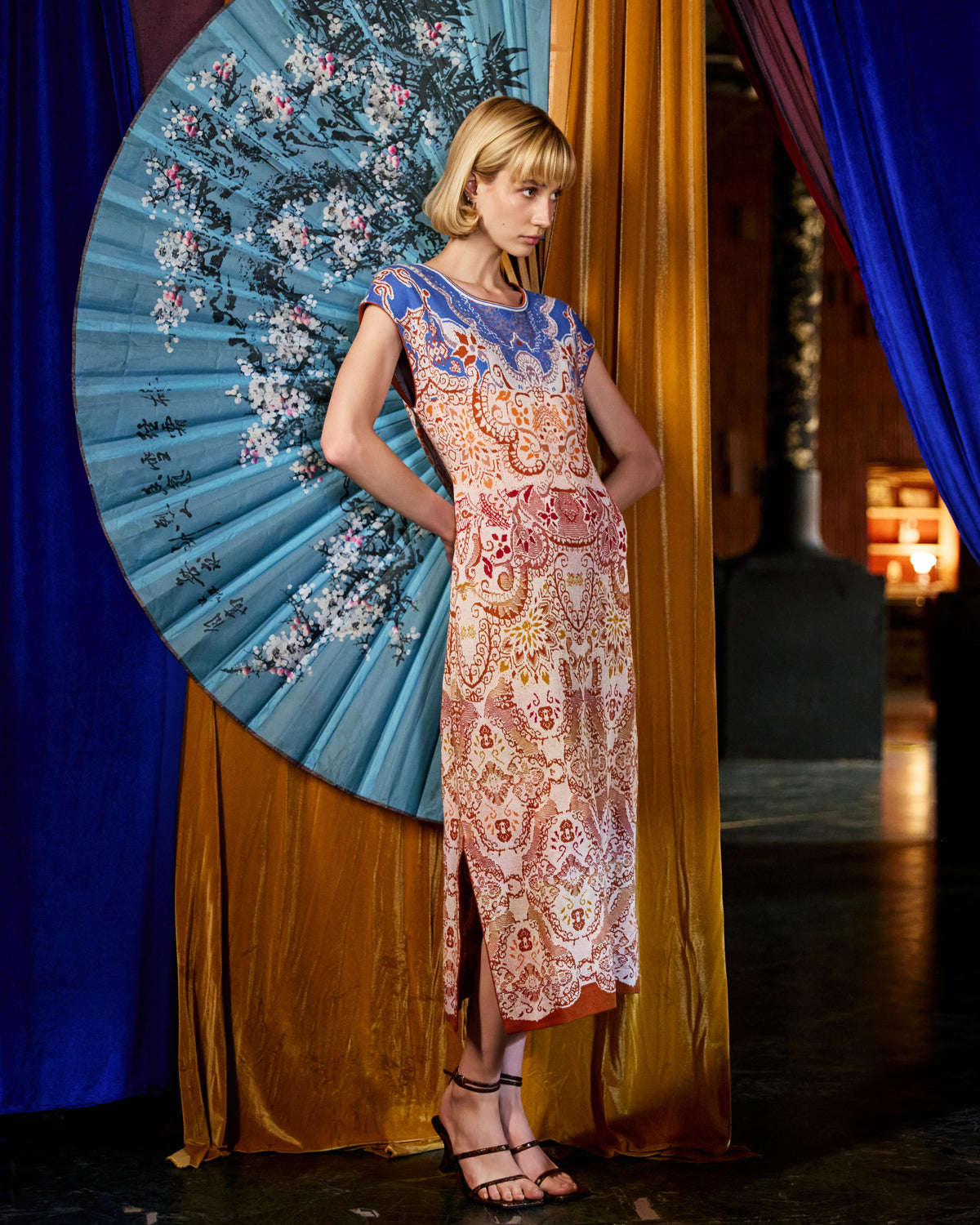 Jacquard Dress, Ornament Pattern - Sky light blue Wash