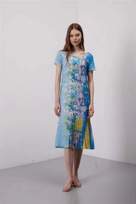 Jei's Pleated Delavé Dress C117