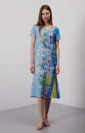 Jei's Pleated Delavé Dress C117