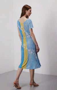 Jei's Pleated Delavé Dress C117