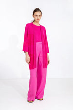 Long Cardigan Structure Pattern Magenta Wash