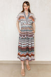 Printed Linen Dress, Papryus Motif