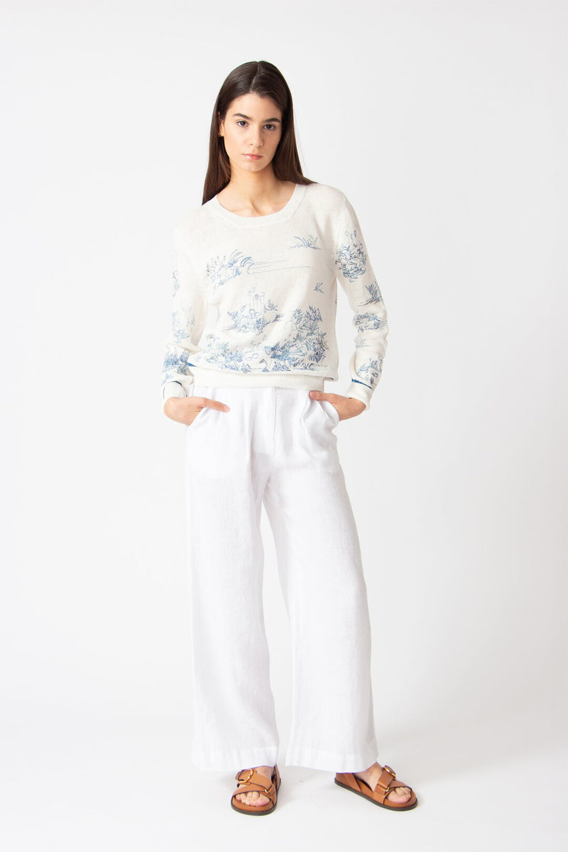 Pullover with Embroidery, Garden Nostalgic Pattern