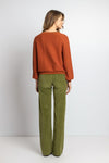 Solid Corduroy Pants - Green