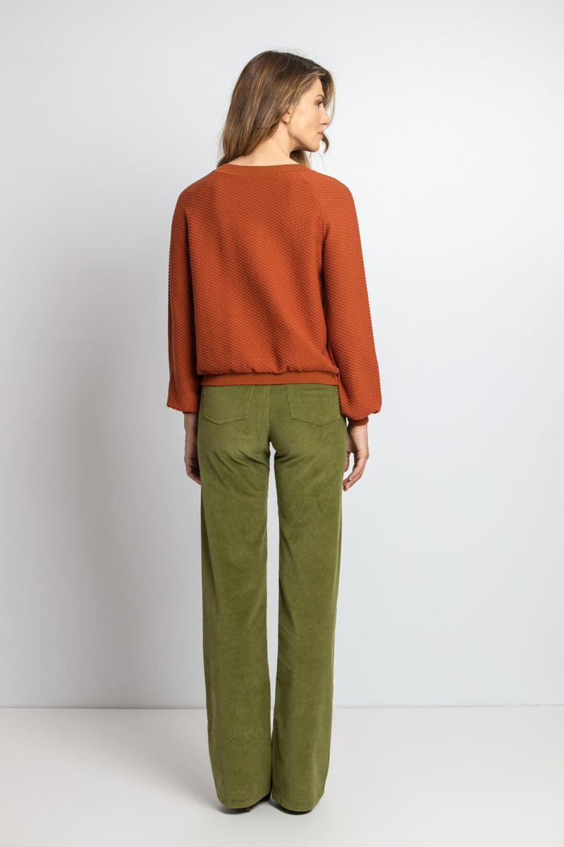 Solid Corduroy Pants - Green