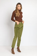 Solid Corduroy Pants - Green