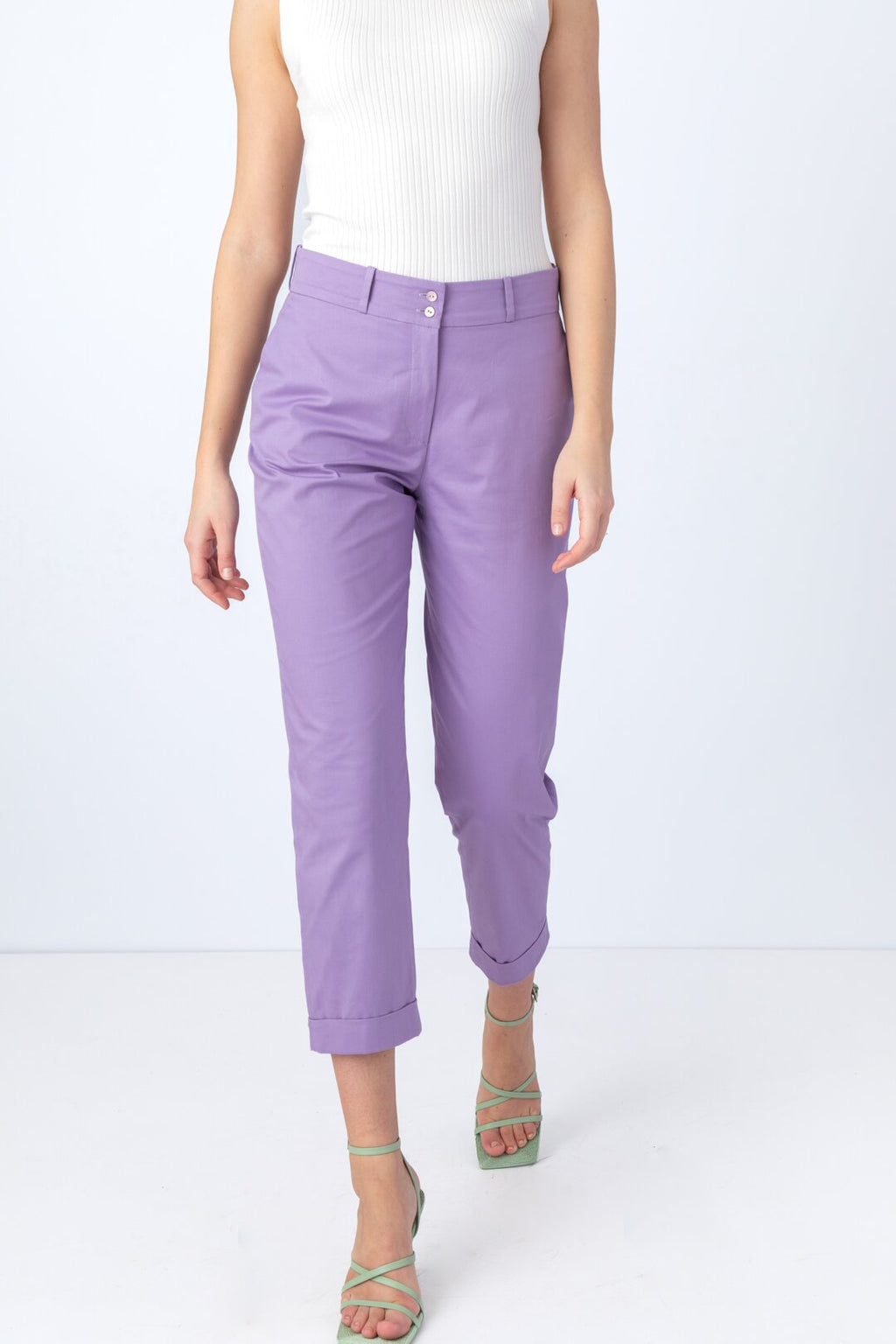 Solid Cotton Pants Lilac Wash