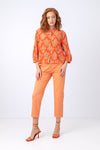 Viscose Shirt, Retro Motif Peach Wash