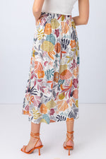 Viscose Midi Skirt, Sea Plants Motif