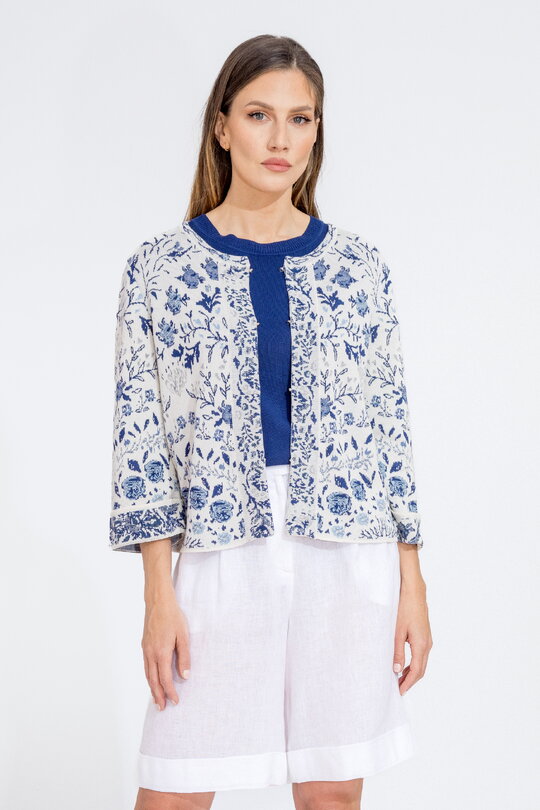 Cropped Jacquard Cardigan Andalusia Pattern