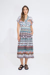 Printed Linen Dress, Papryus Motif