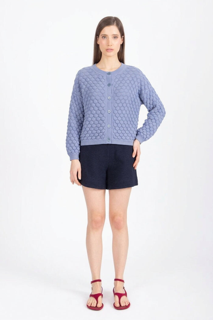 Solid Cardigan, Structure Pattern - Smokeblue Wash -“Only 1 Available”