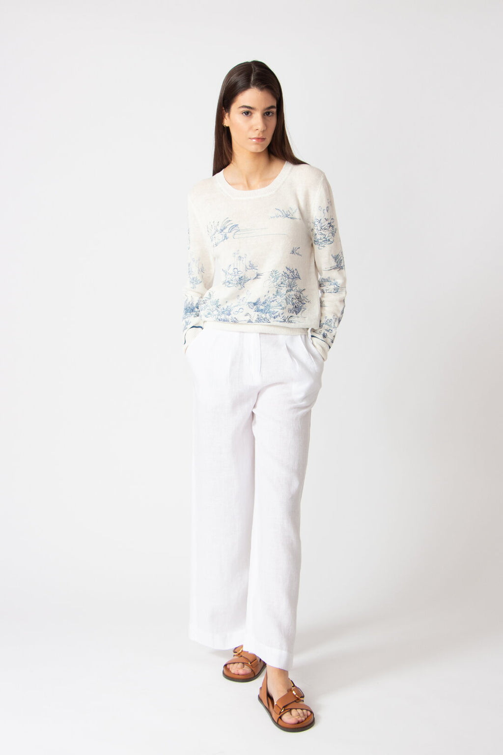 Pullover with Embroidery, Garden Nostalgic Pattern