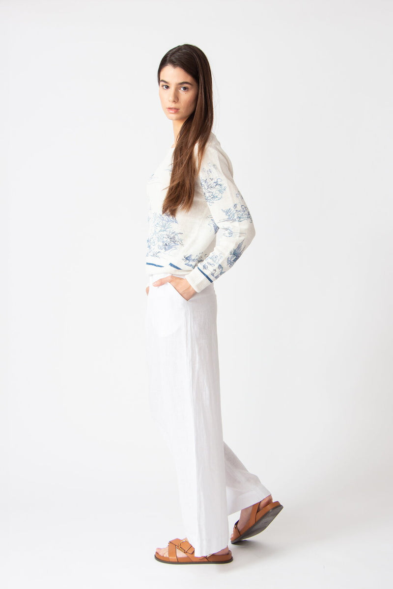 Pullover with Embroidery, Garden Nostalgic Pattern