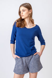 Solid Pullover, V-Neck Black Wash