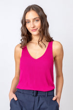 Knitted Camisole, Structure Pattern Magenta Wash