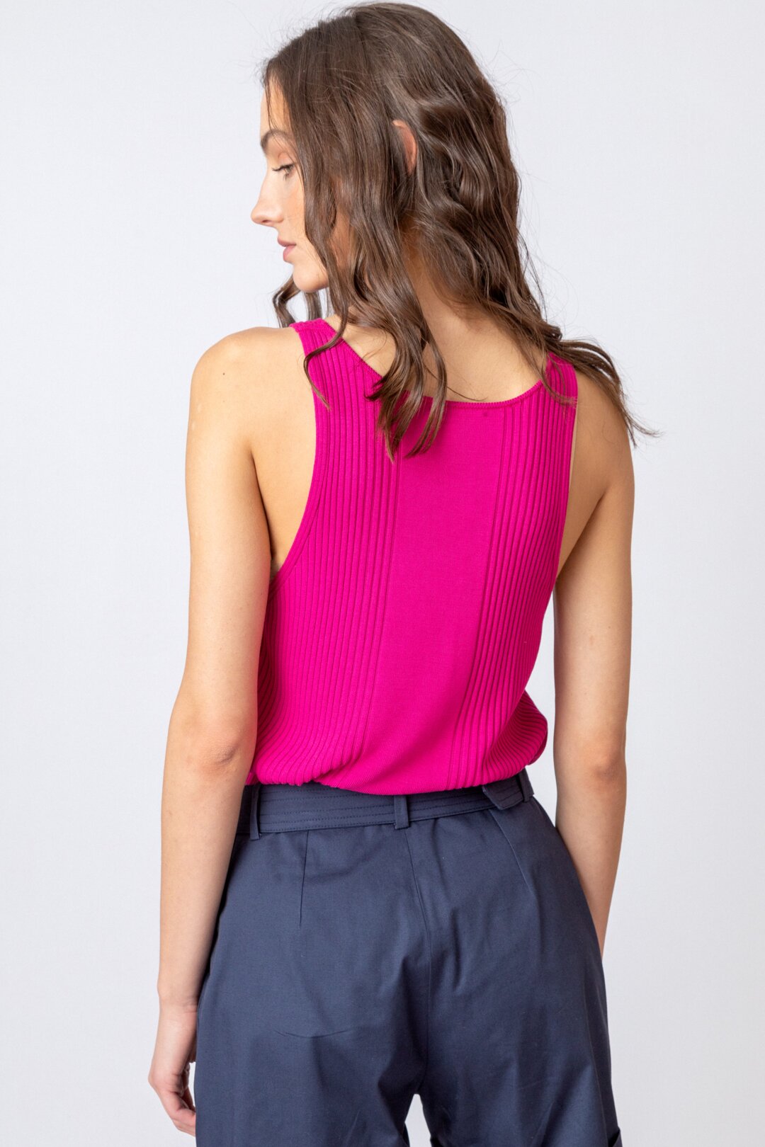 Knitted Camisole, Structure Pattern Magenta Wash