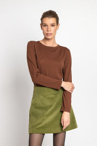 Solid Pullover, O-Neck - Tabac Wash