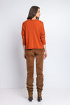 Solid V- Neck Pullover - Bronze Wash