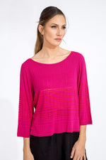 Boat neck Pullover, Structure Pattern Magenta Wash