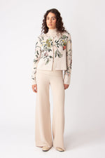 Jacquard Cardigan, Floral Pattern