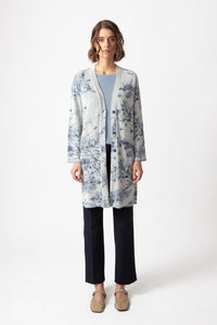 Long Cardigan, Garden Nostalgic Pattern Blue China