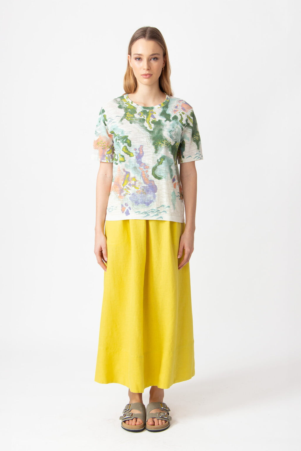 Printed Pullover, Terrain Pattern White Wash