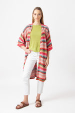 Long Coatigan, Retro Crochet Pattern Coral Wash