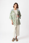 Long Cardigan, Morocco Pattern Pastel Green Wash