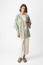 Long Cardigan, Morocco Pattern Pastel Green Wash