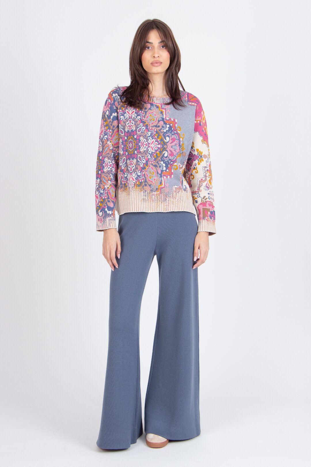 Pullover, Kilim Pattern Wash Off-White