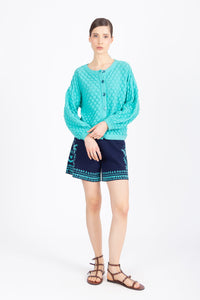 Solid Cardigan, Structure Pattern - Aqua Wash - “Only 1 Available”