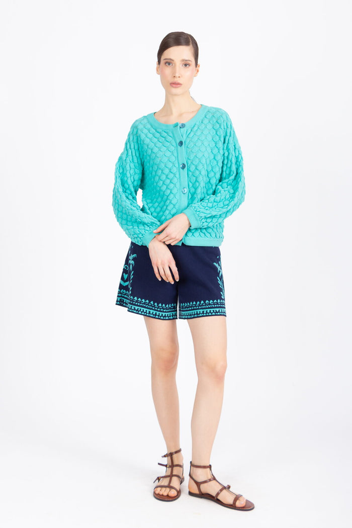 Solid Cardigan, Structure Pattern - Aqua Wash - “Only 1 Available”