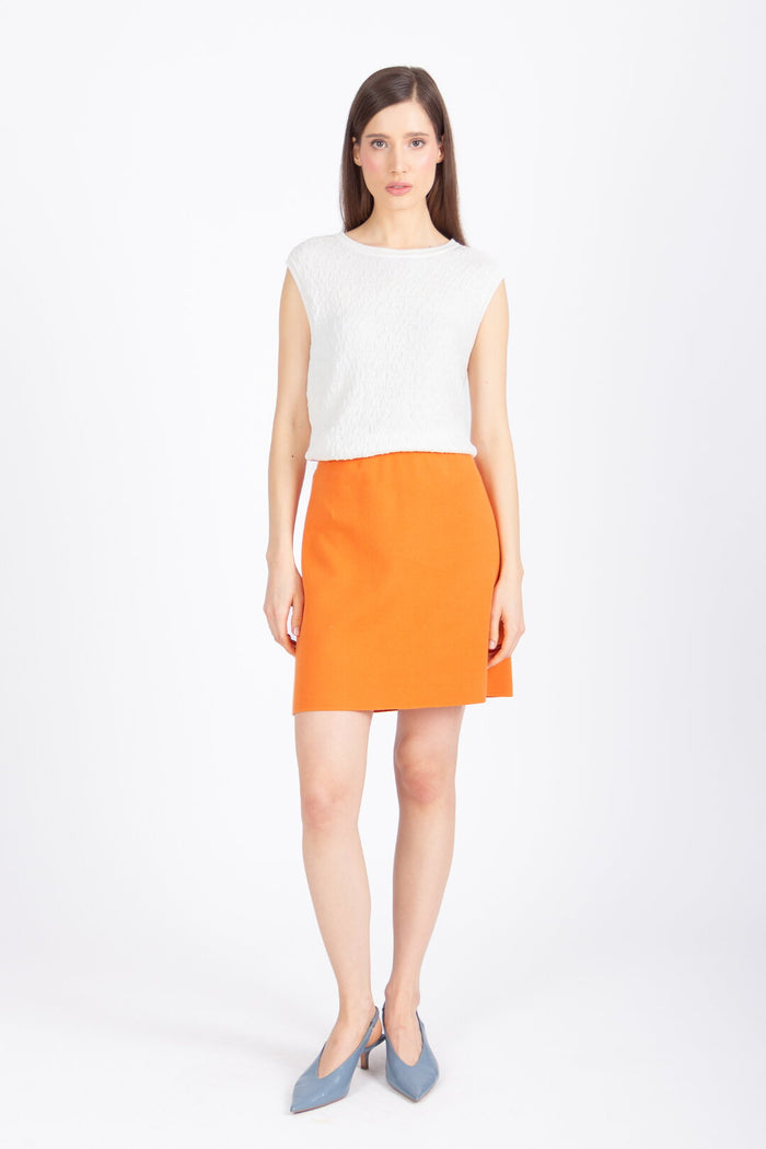 Sleeveless Pullover, Structure Pattern Off White Wash