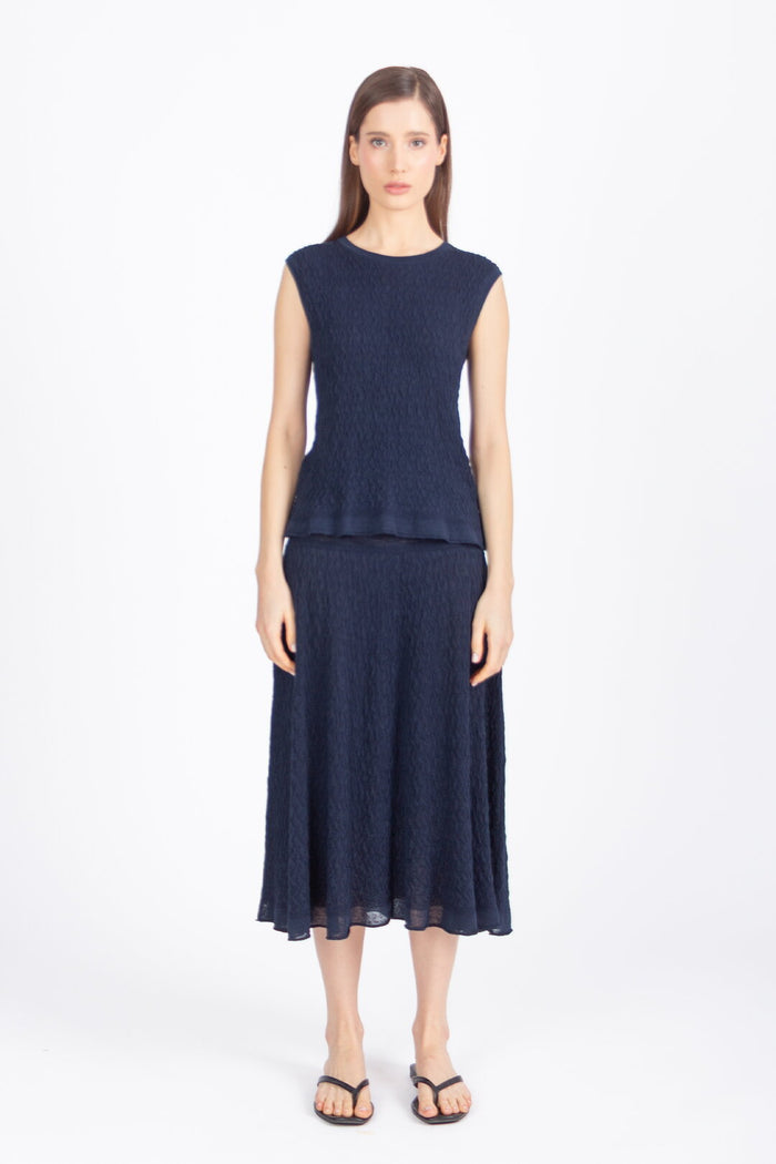 Skirt, Structure Pattern - Navy Wash